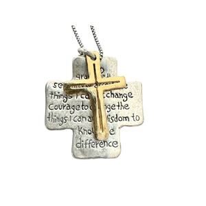 Didae 925 Sterling Silver Serenity Pray Cross Pendant Necklace